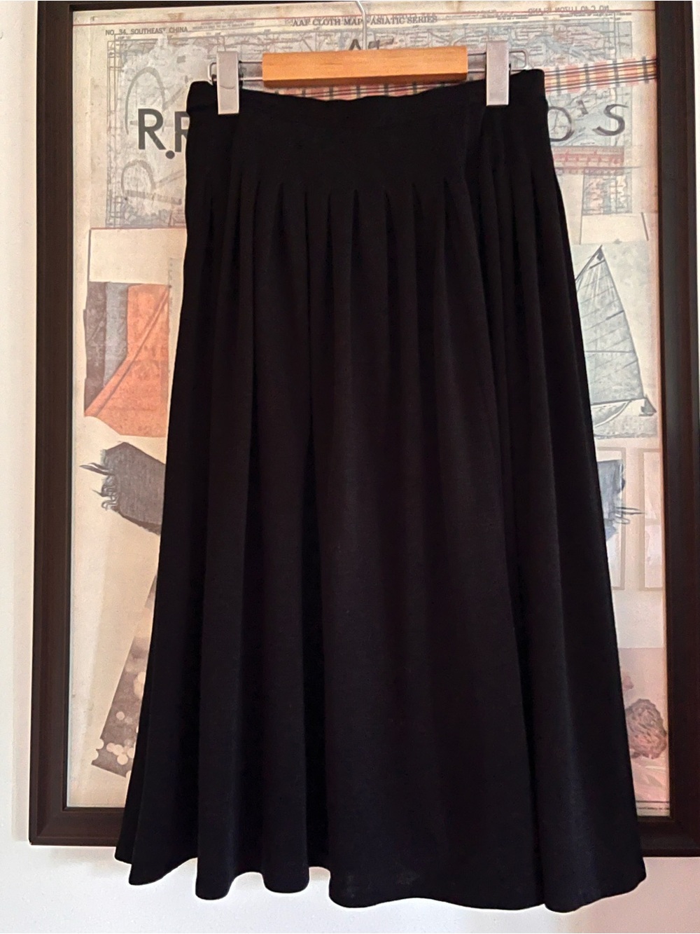 Vintage YSL Rive Gauche  70s Archival Knife Pleat Midi Skirt Black S